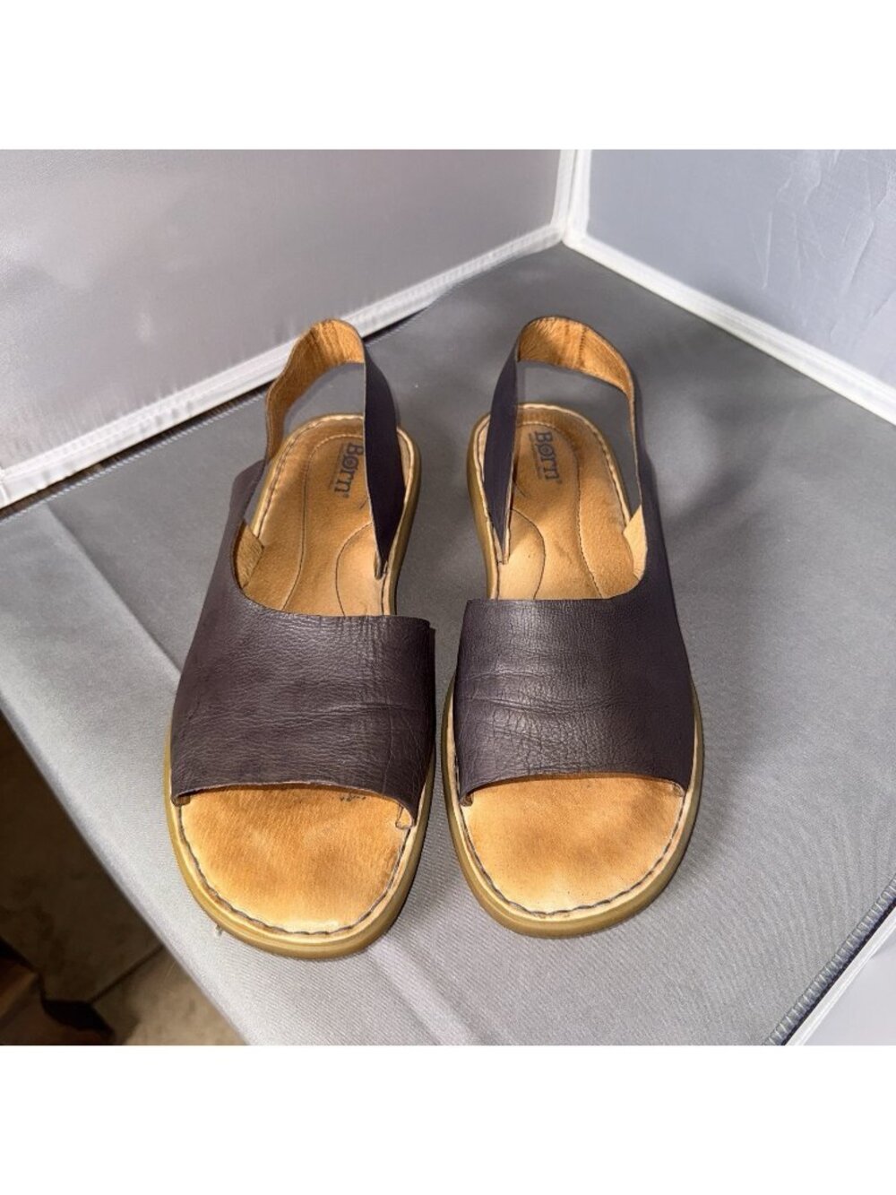 Born Women's Inlet Sling Back Sandal Dark Brown Espresso Shade Leather Size 10M - Picture 2 of 7